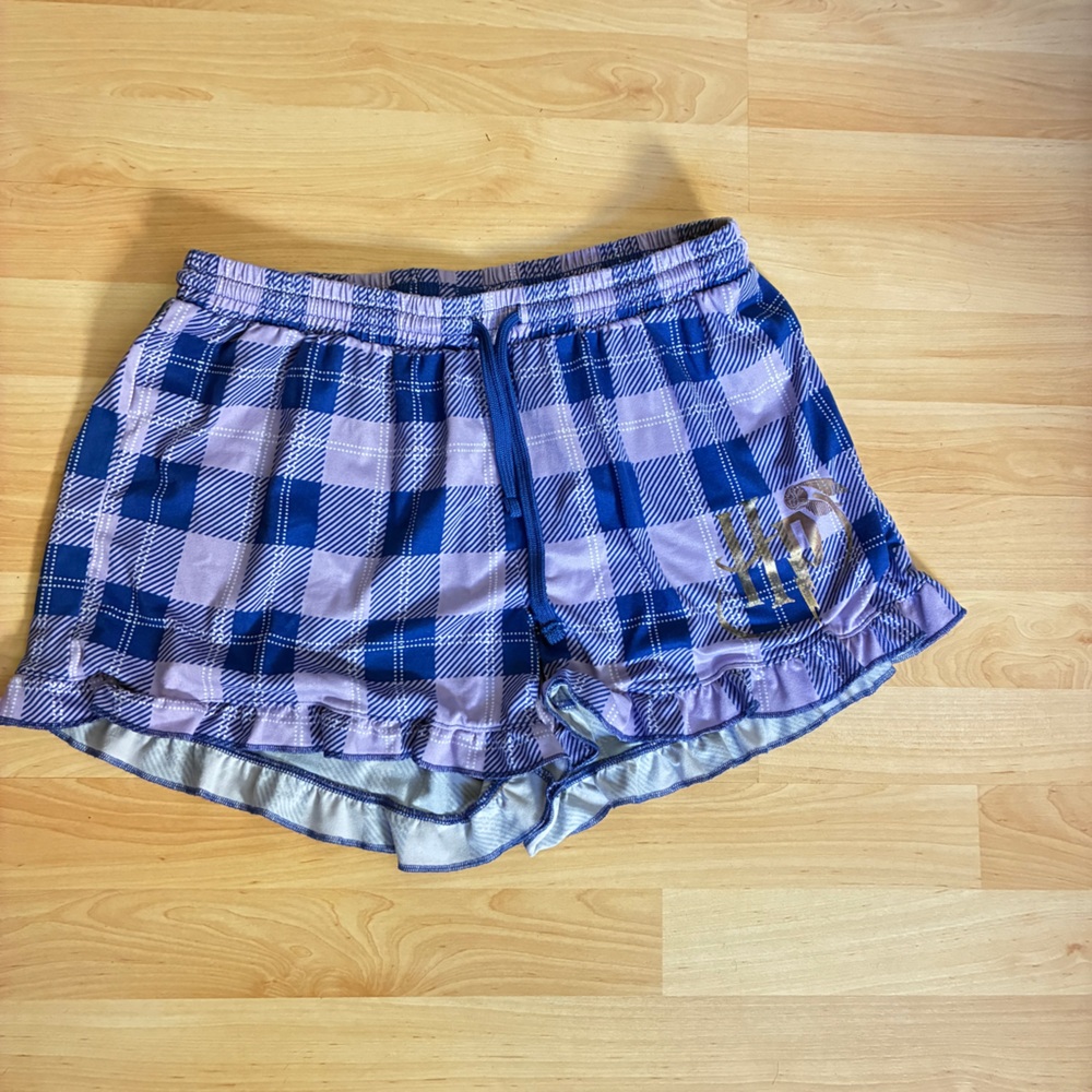 Harry Potter Plaid Pajama Shorts Blue Purple Cozy Women’s Size Large